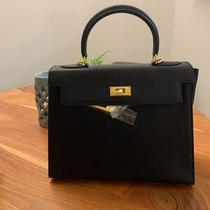 Elegant Kelly Style Black Handbag